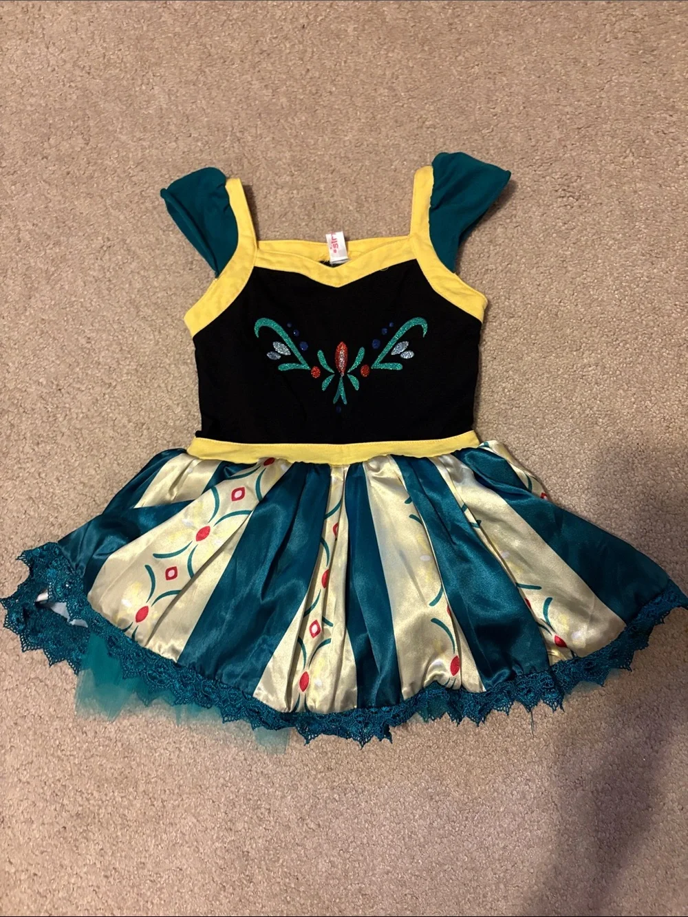 Teal and Yellow Girls' Princess Costume Dress Dance Anna Else Frozen